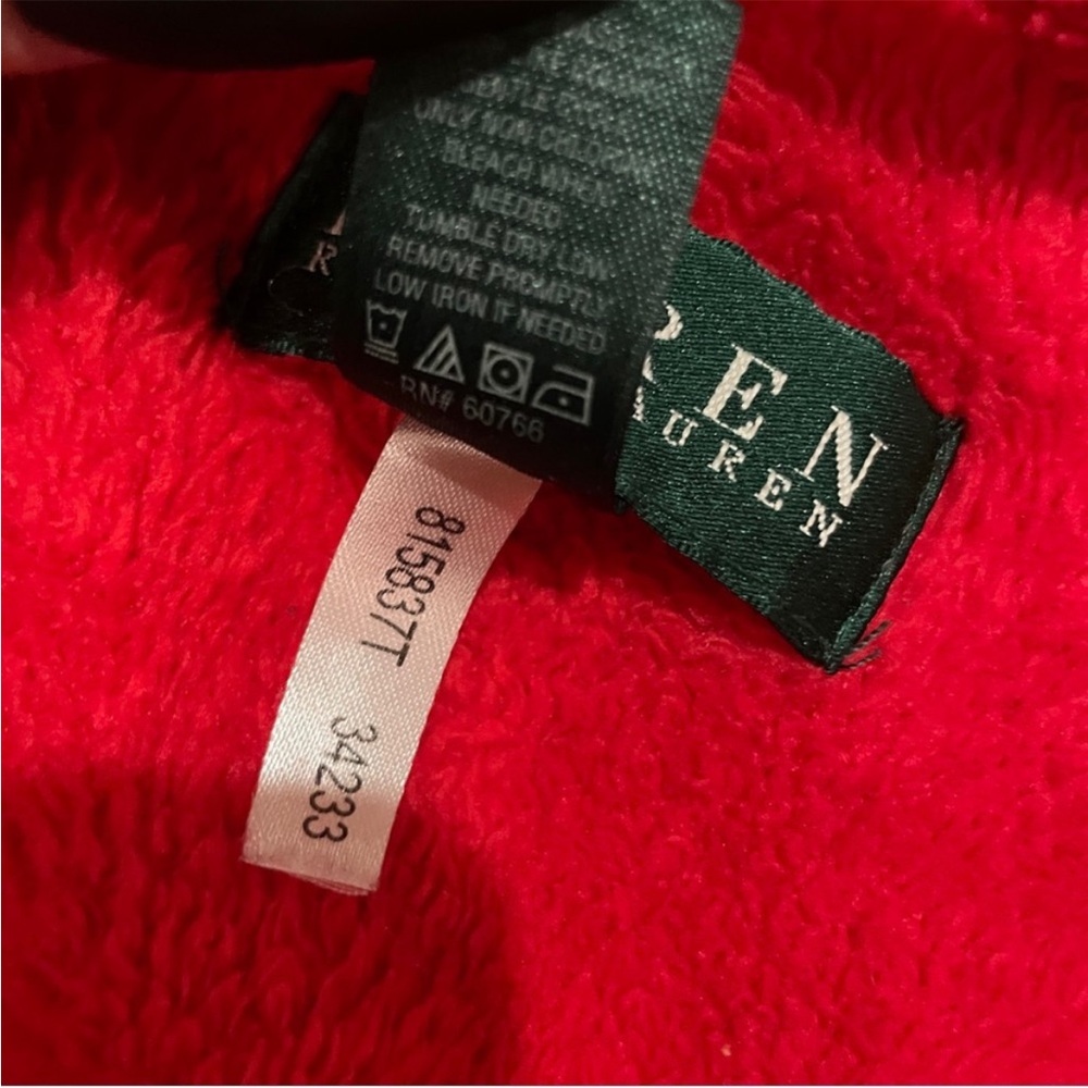 Lauren Ralph Lauren Red Plush Fleece Robe Bathrobe Belted Cozy Size S/M - Picture 11 of 11